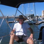 Mike enjoying the shade from the new bimini